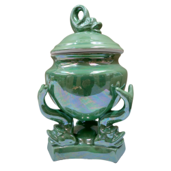 Sopera Porcelana base Peces 40 x 25 cm (Verde perlado) 16 in